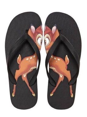 GIVENCHY x DISNEY Bambi Black Rubber Flip Flop Sandals Slides Riccardo Tisci